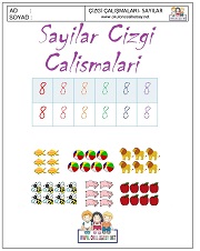 okul öncesi 1 sayısı çizgi çalışması